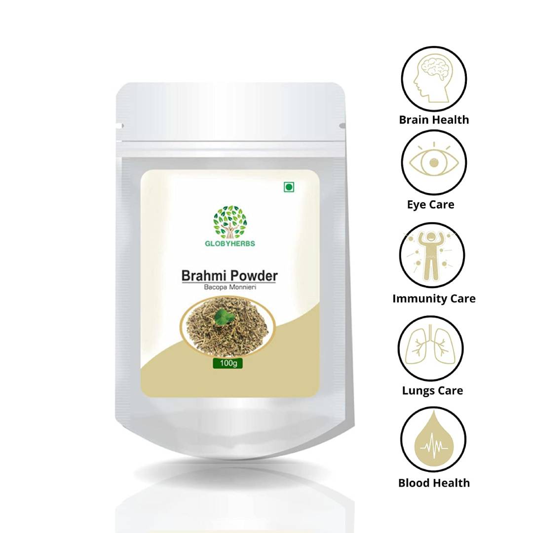 GLOBYHERBS Brahmi Powder for Improved Brain Function, Insomnia Relief, Skin Health, and High Blood Pressure Control (4) GLOBYHERBS Brahmi Powder for Improved Brain Function, Insomnia Relief, Skin Health, and High Blood Pressure Control