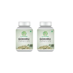 GLOBYHERBS Gokhru (Tribulus Terrestris) Capsules 60’s (Pack of 2) For Adults Unisex Use For better Mental & Physical Health