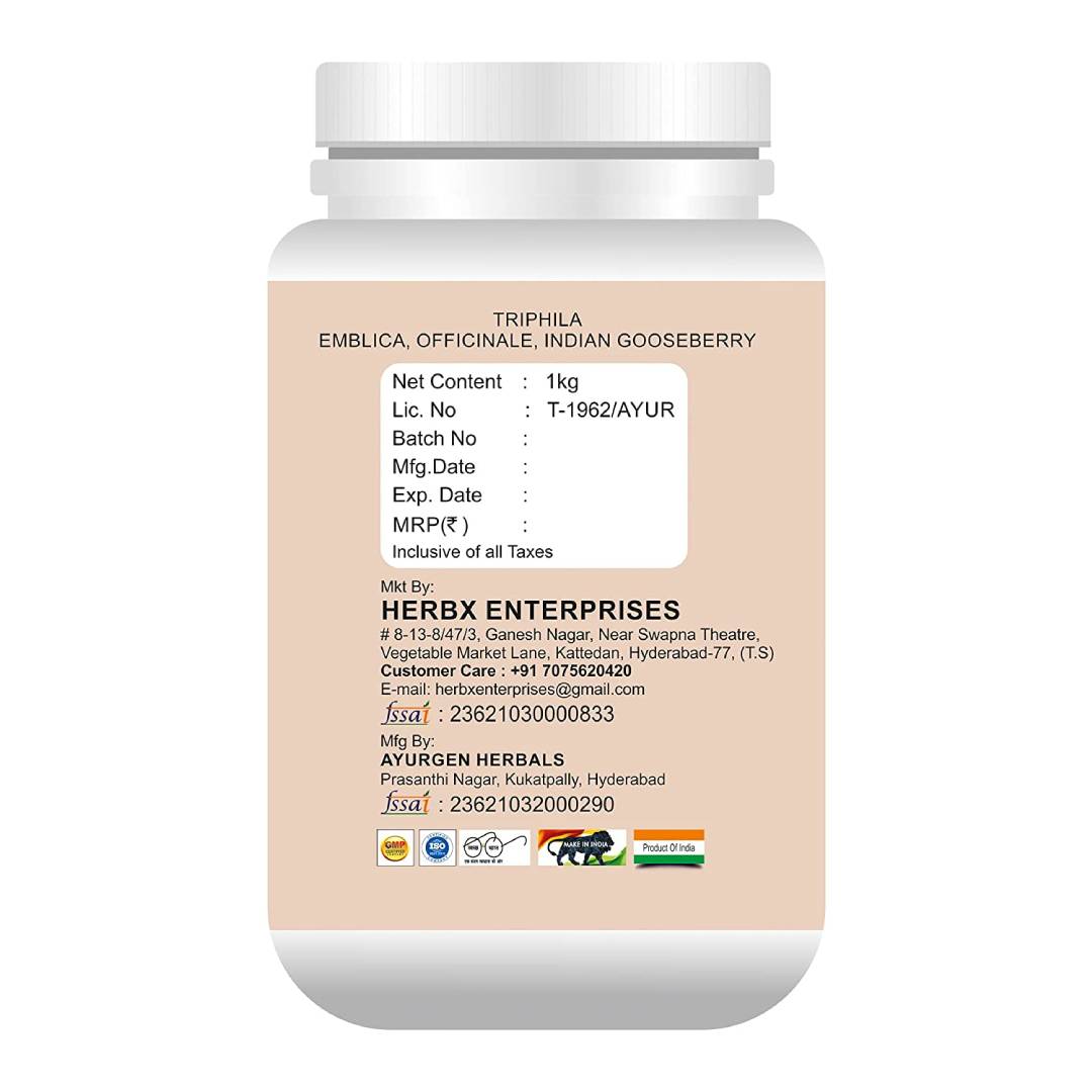 GLOBYHERBS Triphala (Emblica, Officinale, Indian Gooseberry) Powder 1kg (1)