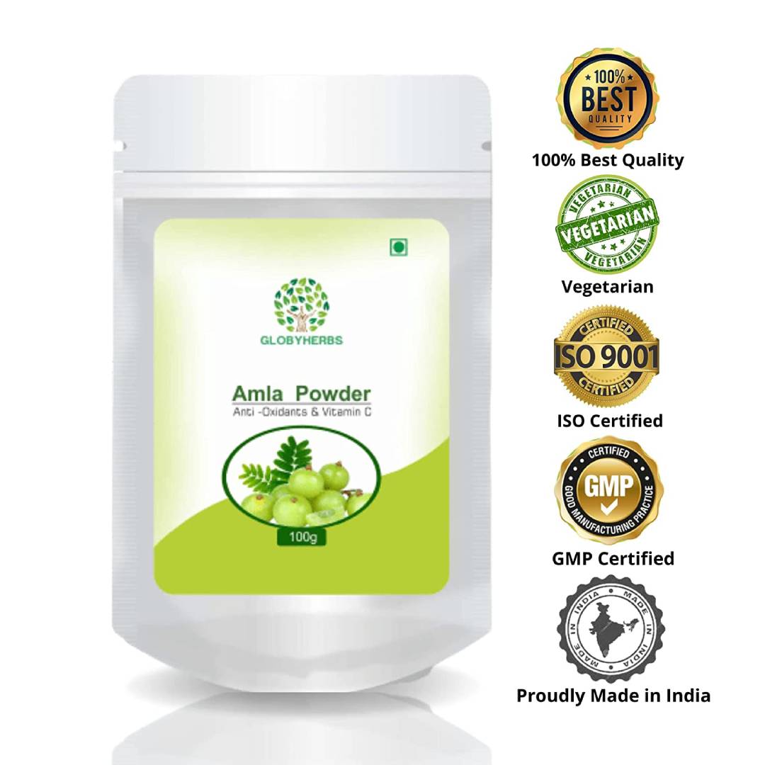 Globyherbs Pure Amla_Indian Goosberry Powder For Unisex Use for Better health Improvement 100g Pack of 2 (4) Globyherbs Pure Amla/Indian Goosberry Powder For Unisex Use for Better health Improvement 100g Pack of 2