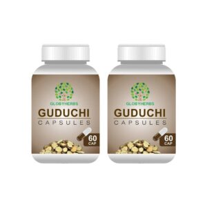 GLOBYHERBS Pure Natural Giloy/Guduchi (Tinospora Cordifolia) Natural Giloy Extract, Antioxidant Properties, Immunity Booster, Health And Wellness Capsule 60's (Pack of 2)