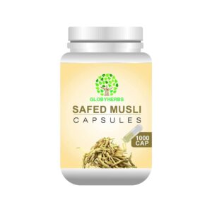GLOBYHERBS Safed Musli Plus Capsules For Better Muscle Mass, Enhances Sports Performance, Promotes Healthy Bones & Joints, Boosts Energy & Immunity (1000's)