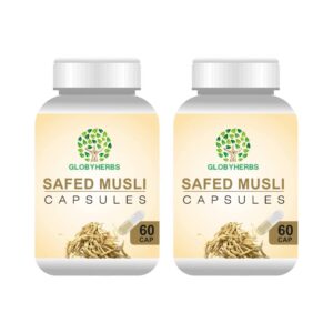 GLOBYHERBS Safed Musli Plus Capsules For Better Muscle Mass, Enhances Sports Performance, Promotes Healthy Bones & Joints, Boosts Energy & Immunity (60's (Pack of 2))