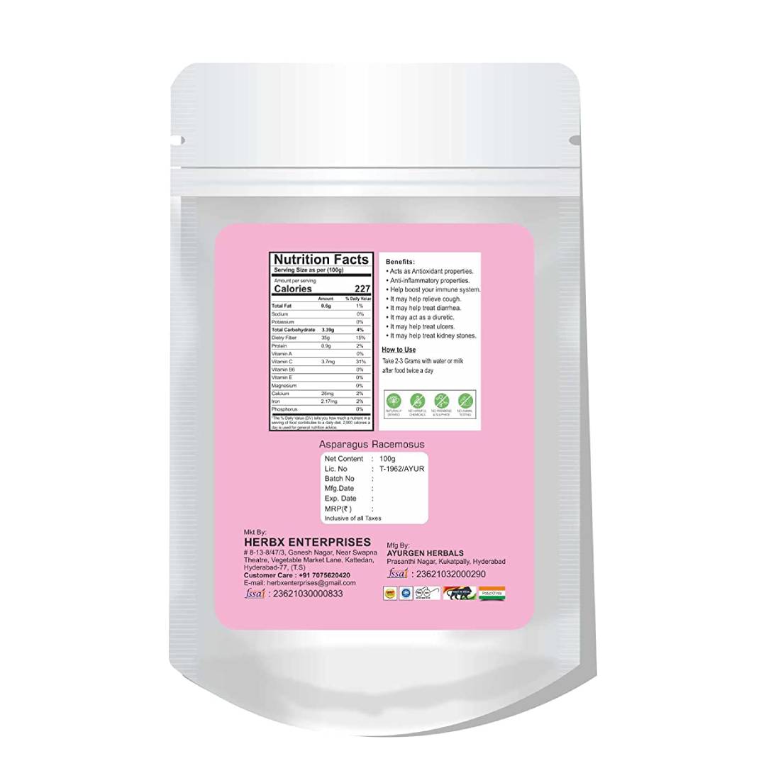 GLOBYHERBS Shatavari Powder (100g) - Ayurvedic Supplement for Immune Support, Ulcer Relief, and Women's Health - Pack of 2