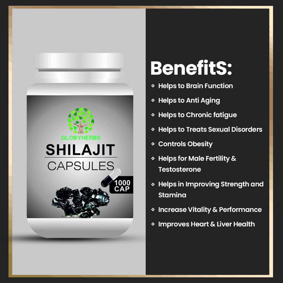 GLOBYHERBS Shilajit Capsule for Overall Health & Immunity,Shilajit, Capsule for Men_Ayurvedic Capsules for Strength & Power_Energy Booster Capsules. (1000's) (1) GLOBYHERBS Shilajit Capsule for Overall Health & Immunity,Shilajit, Capsule for Men/Ayurvedic Capsules for Strength & Power/Energy Booster Capsules. (1000's)