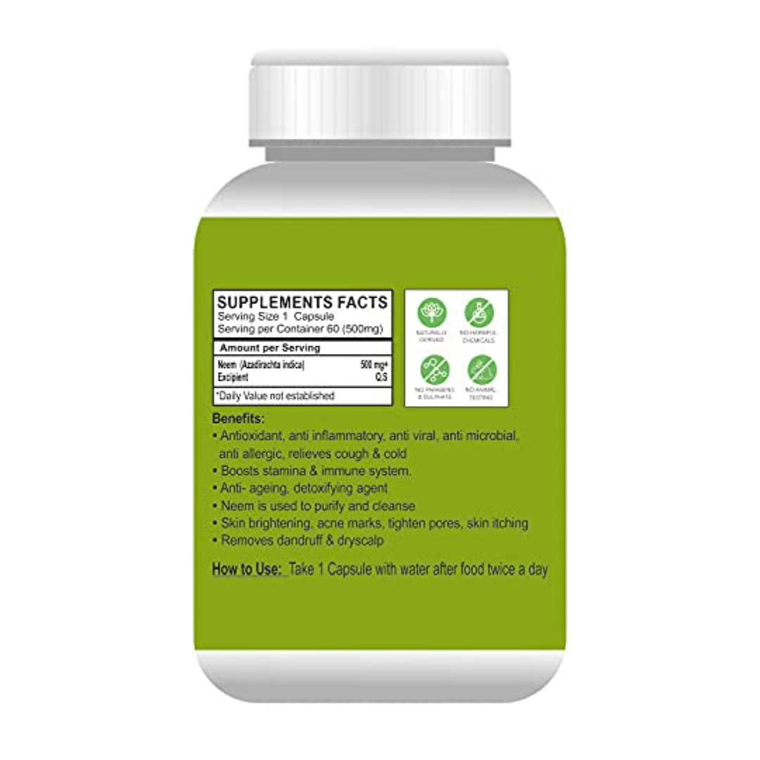 Neem Capsule 60's For Unisex use for Better heath (1) Neem Capsule 60's For Unisex use for Better heath